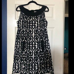 Casual Black & White Knee-Length Dress Size 14